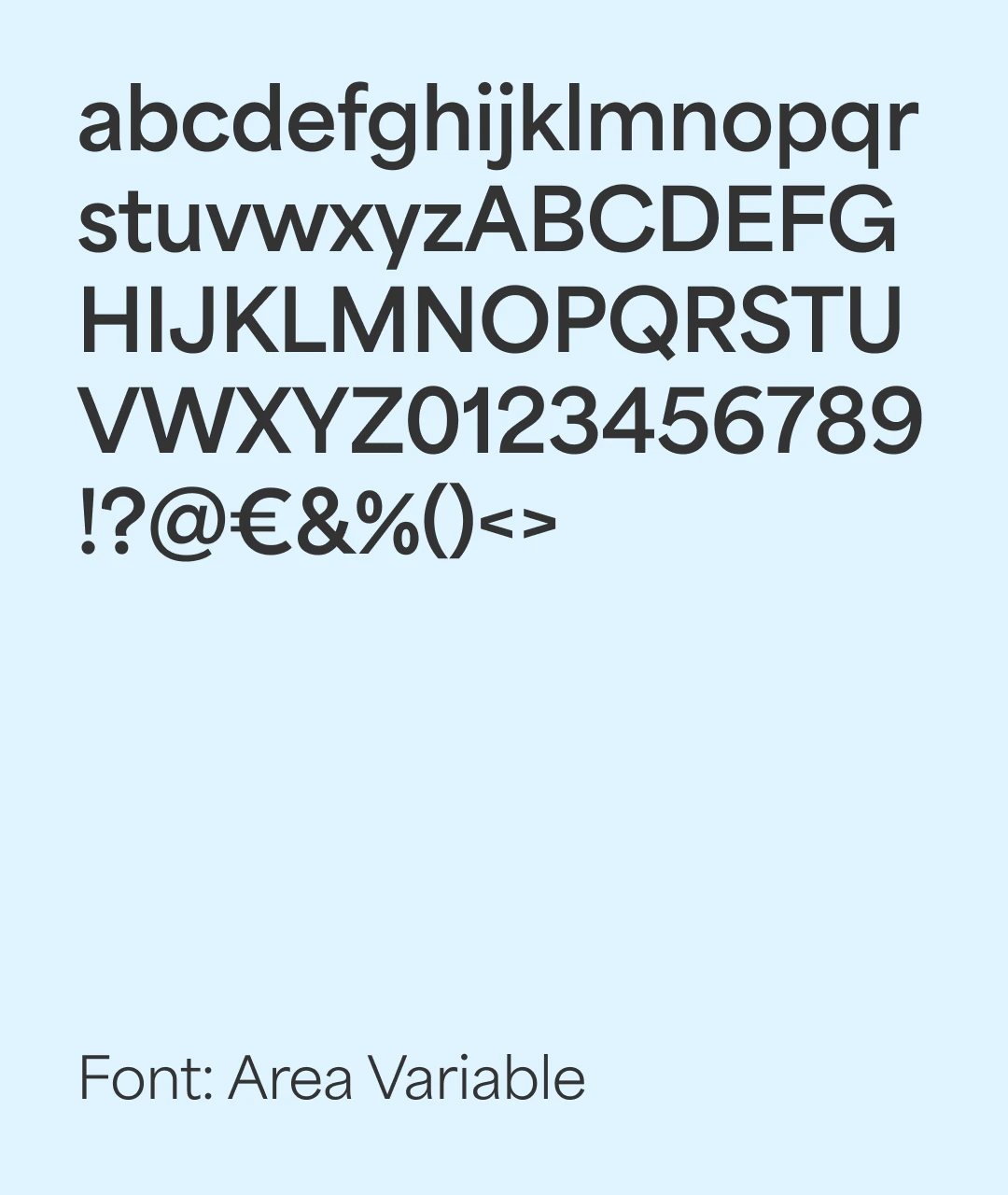 Voorbeeld met letters en cijfers van het font Area Variable